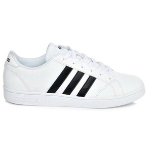 ADIDAS NEO Baseline White Leather Low-Top Lace Up Comfort Footbed Sneakers Sz 6